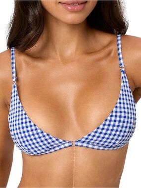 Bright Australia Freya Bralette Bikini Top – Textured Black/Silver Ring – NWT